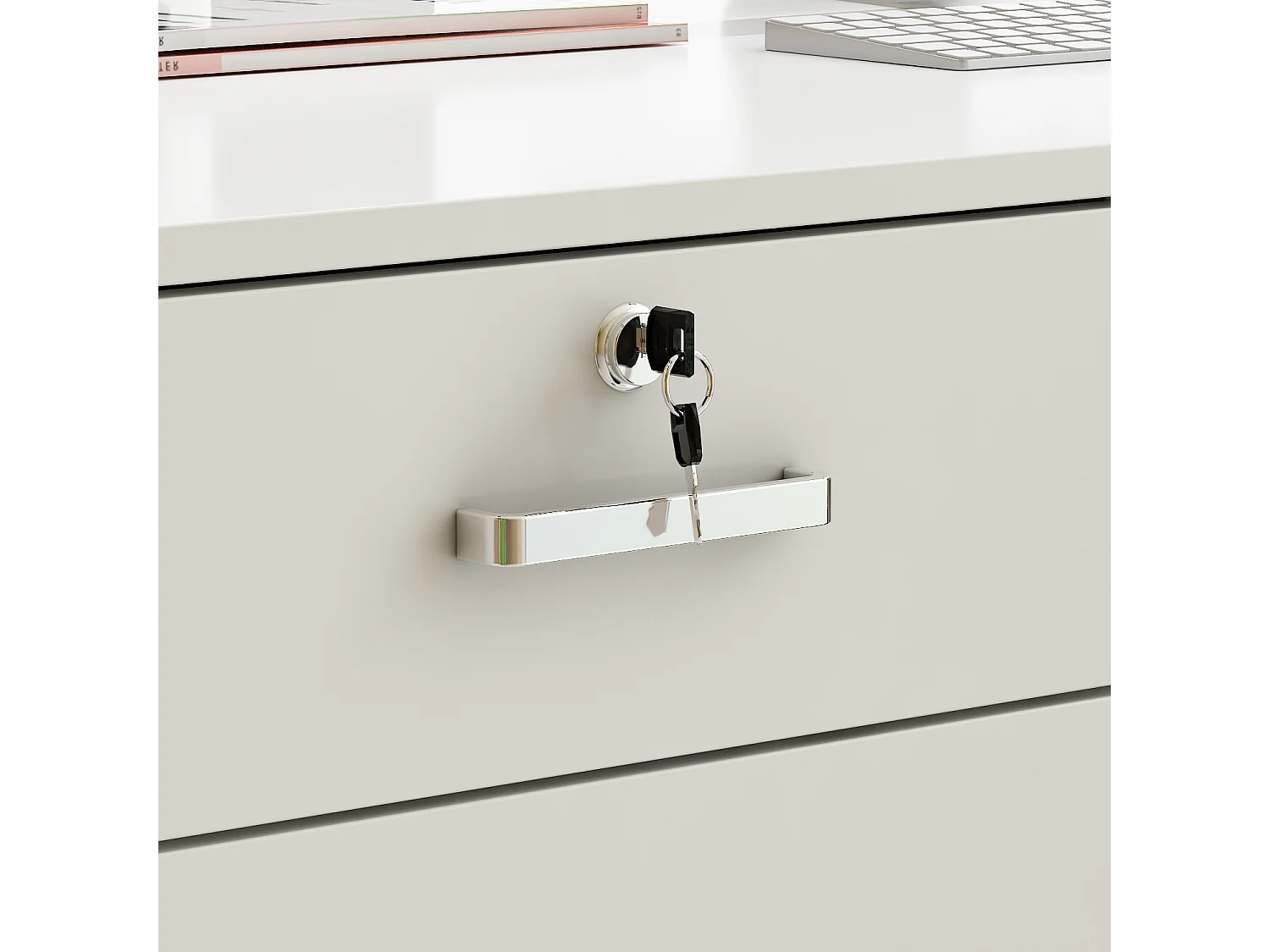 Comptoirs d'accueil  réception avec compartiments ouverts  étagères Tiroir verrouillable Salon Bureau Blanc 140x60x110cm