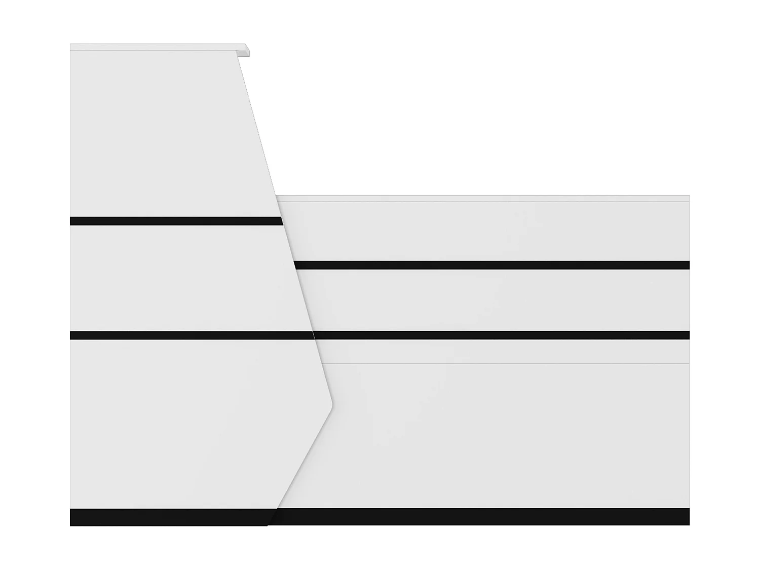 Bureau d'accueil avec porte et étagères, Comptoir de réception avec tiroir verrouillable, Bureau et Salon, 140x100x110cm, Blanc