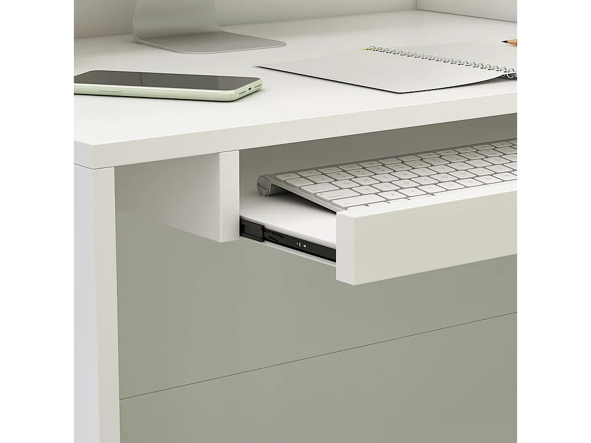 Comptoirs de réception avec compartiments ouverts étagères Tiroir verrouillable Salon Bureau Blanc 142x82x123cm