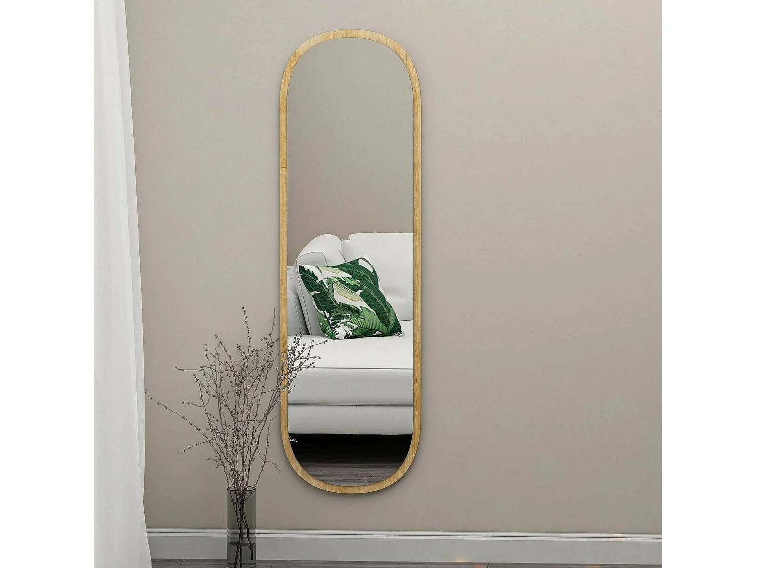 Dgiacobb-spier, Spiegel, Wanddecoratie, Spiegeldecoratie, 40x2h120 cm, Eiken