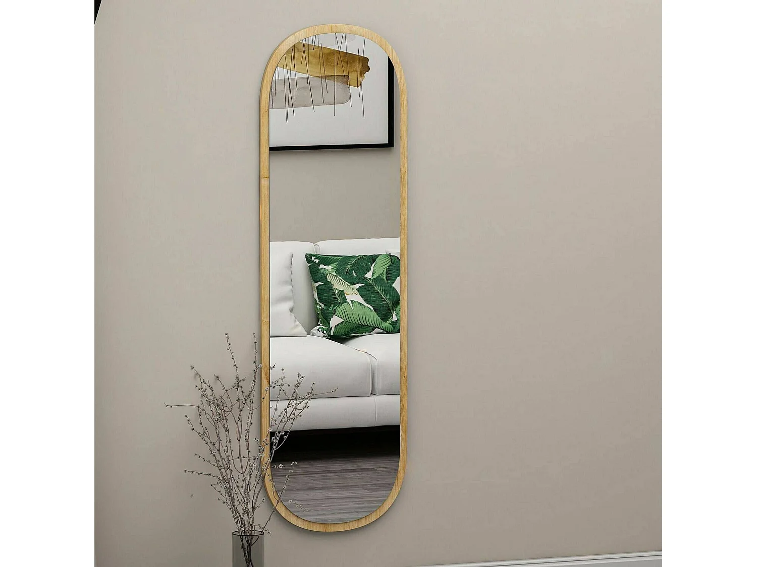 Specchio Korban, Materiale Struttura in Vetro, 2.2x120h cm Marrone Rovere