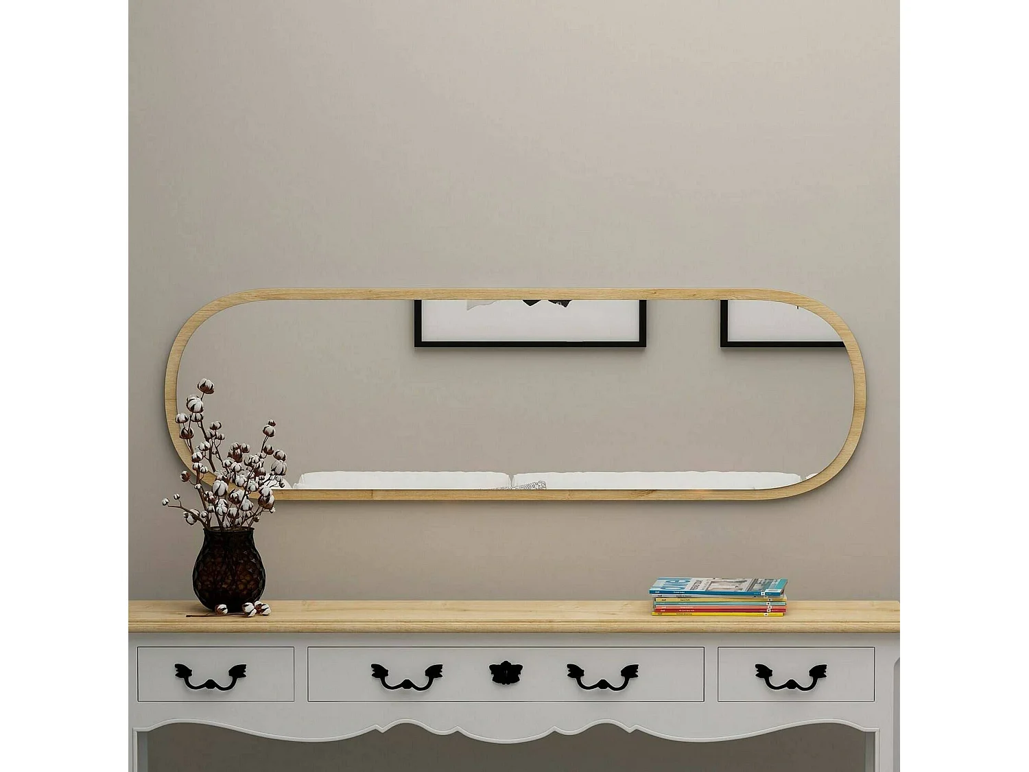 Specchio Korban, Materiale Struttura in Vetro, 2.2x120h cm Marrone Rovere