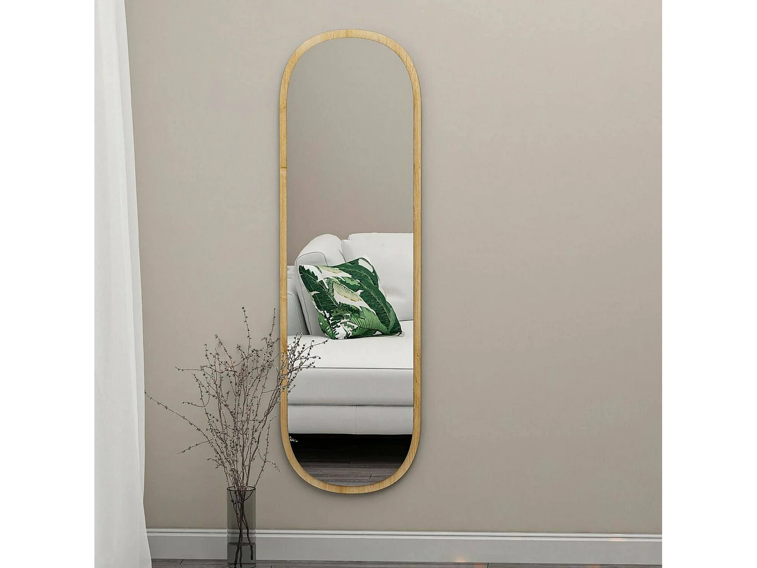 Specchio Korban, Materiale Struttura in Vetro, 2.2x120h cm Marrone Rovere