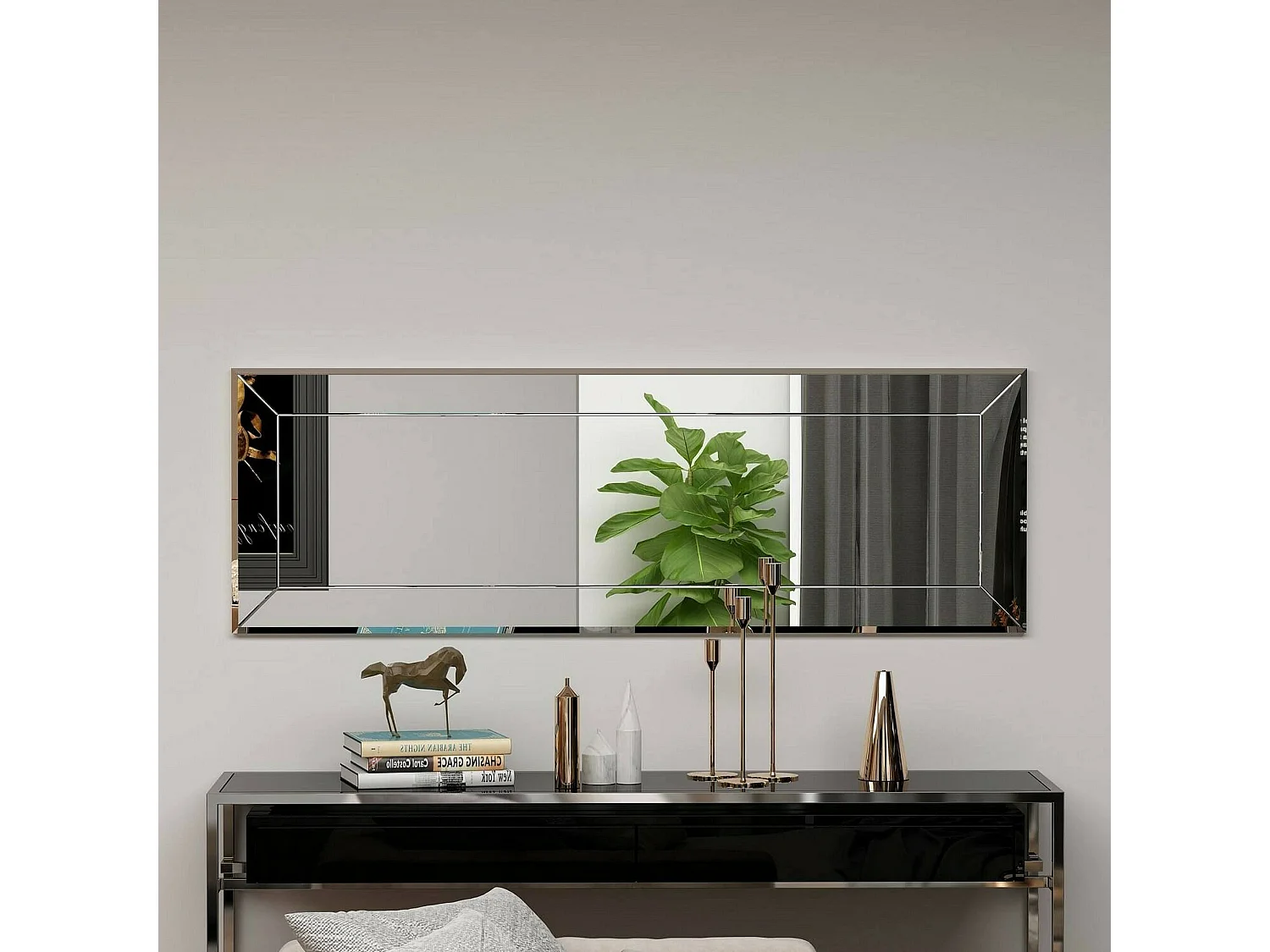 Spiegel Dpesol, Spiegel, Wanddecoratie, DecoratieEn met spiegel, 40x2h120 cm, Wit