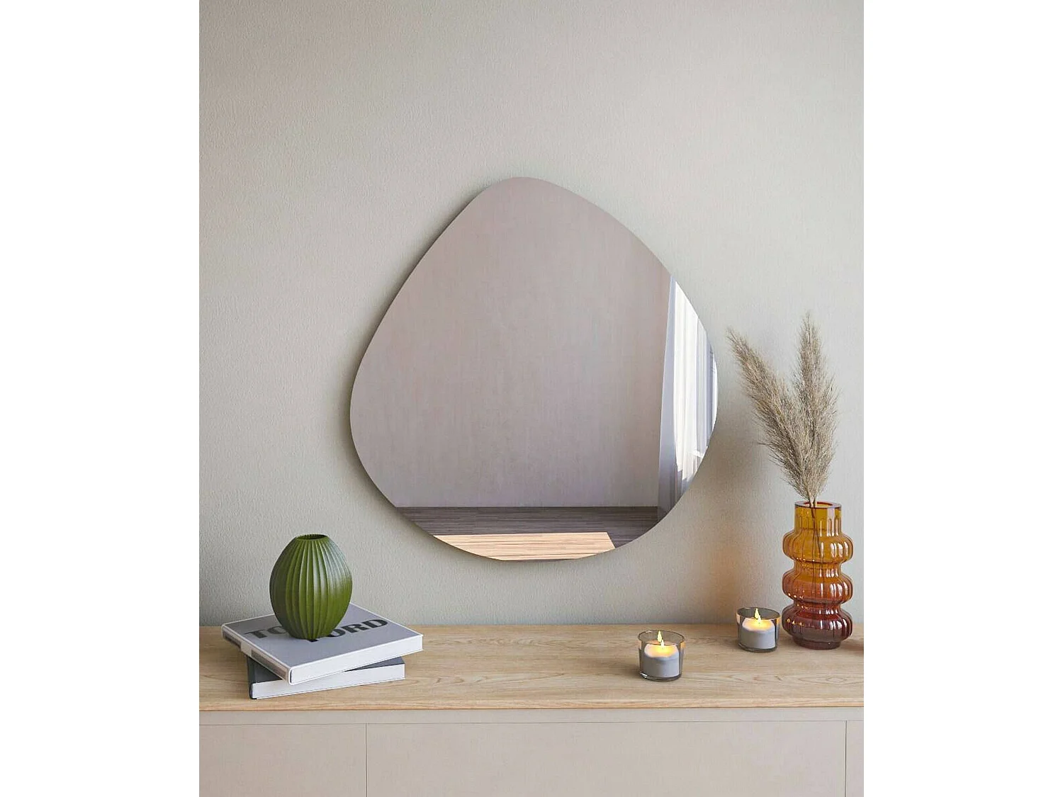 SpiegelsO Dodentha, Spiegel, Wanddecoratie, Spiegeldecoratie, 60x2h60 cm, Zwart