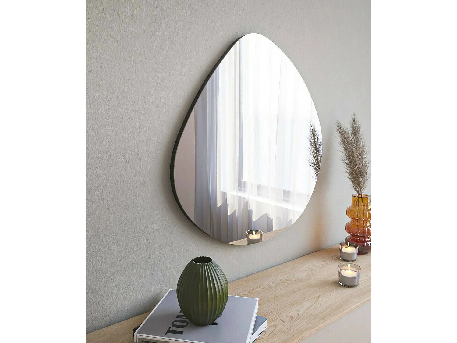 SpiegelsO Dodentha, Spiegel, Wanddecoratie, Spiegeldecoratie, 60x2h60 cm, Zwart