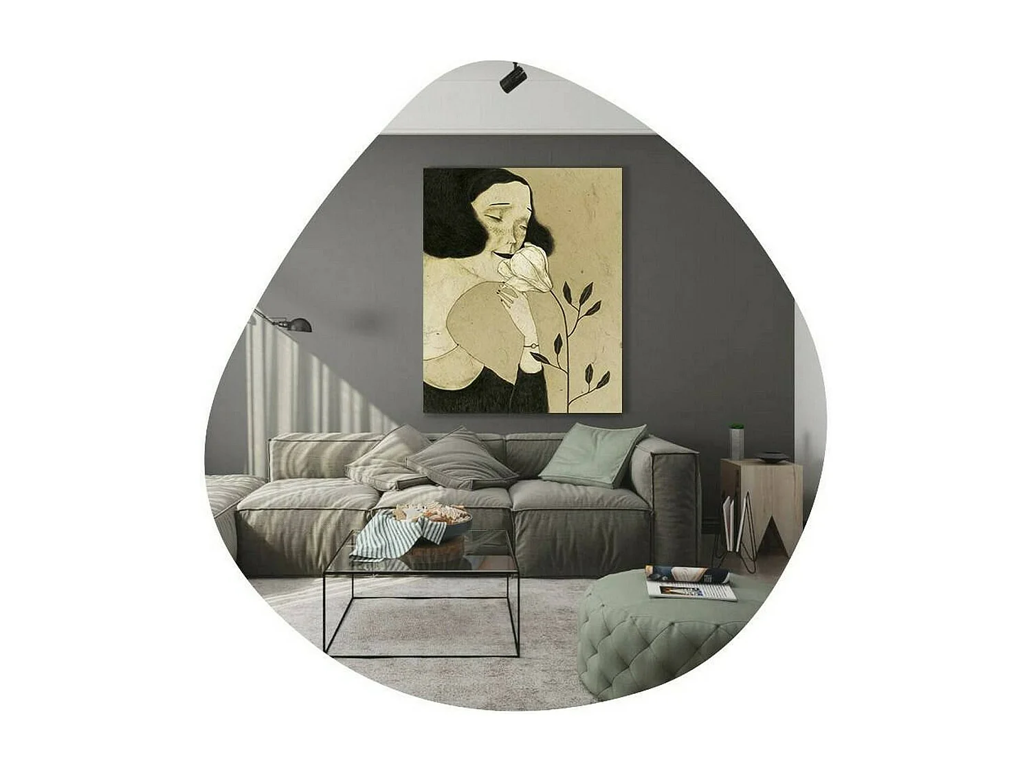 Miroir Menkar, Verre miroité, Objet d'ameublement mural, Décoration avec miroir, 60x2h60 cm, Noir