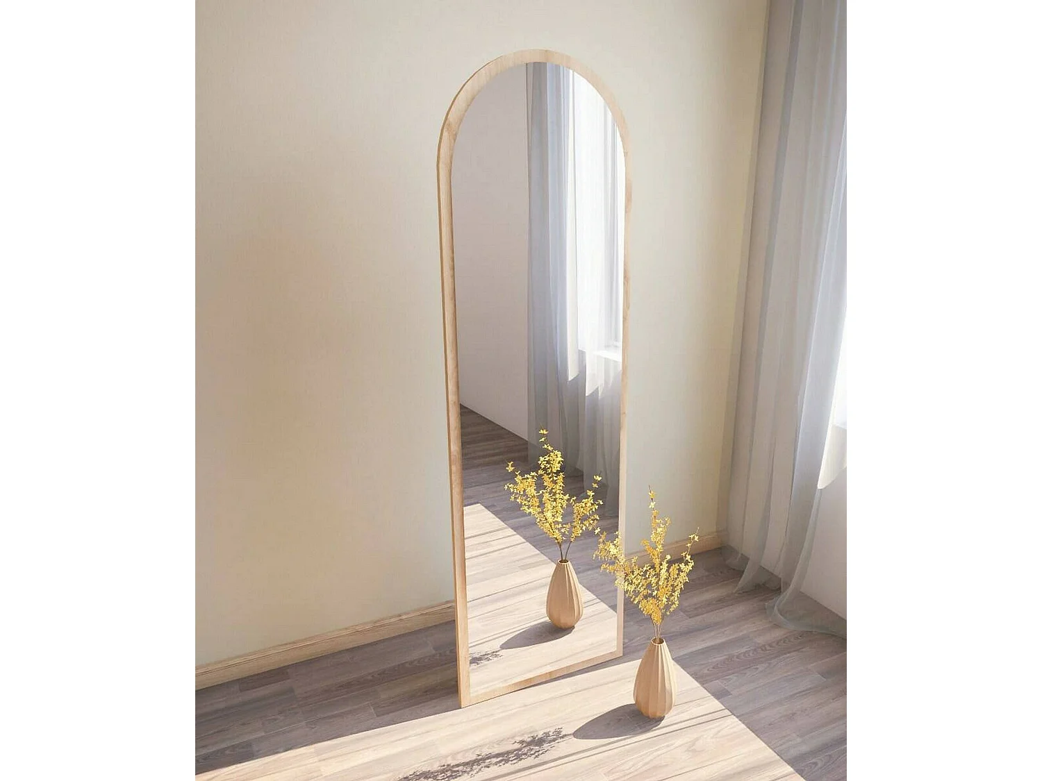 Dpolon Spiegel, Spiegel, Wanddecoratie, Decoratie met Spiegel, 50x2h160 cm, Eiken