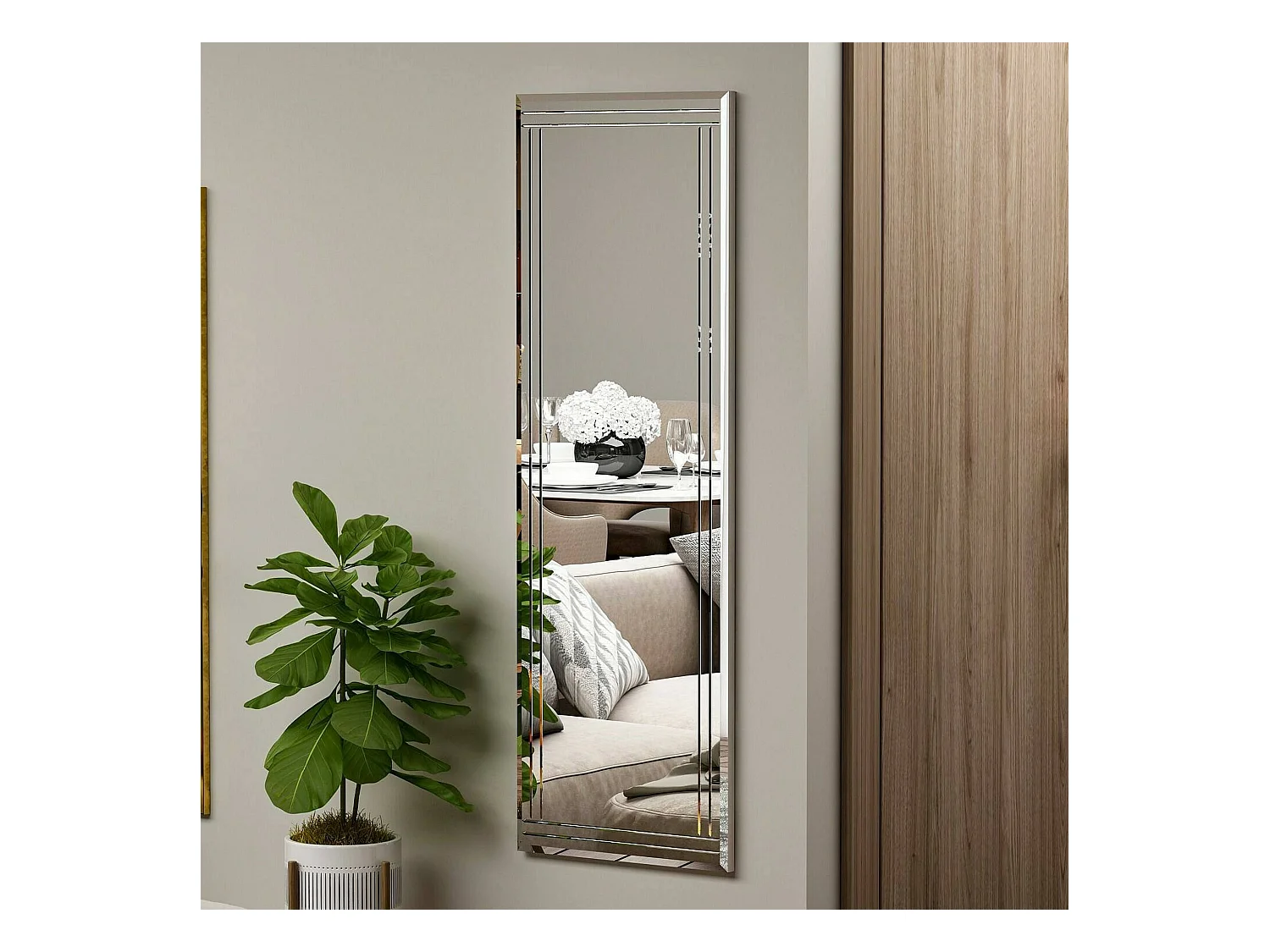 Dmora - Specchio Mossano, 40x2h120 cm, Bianco