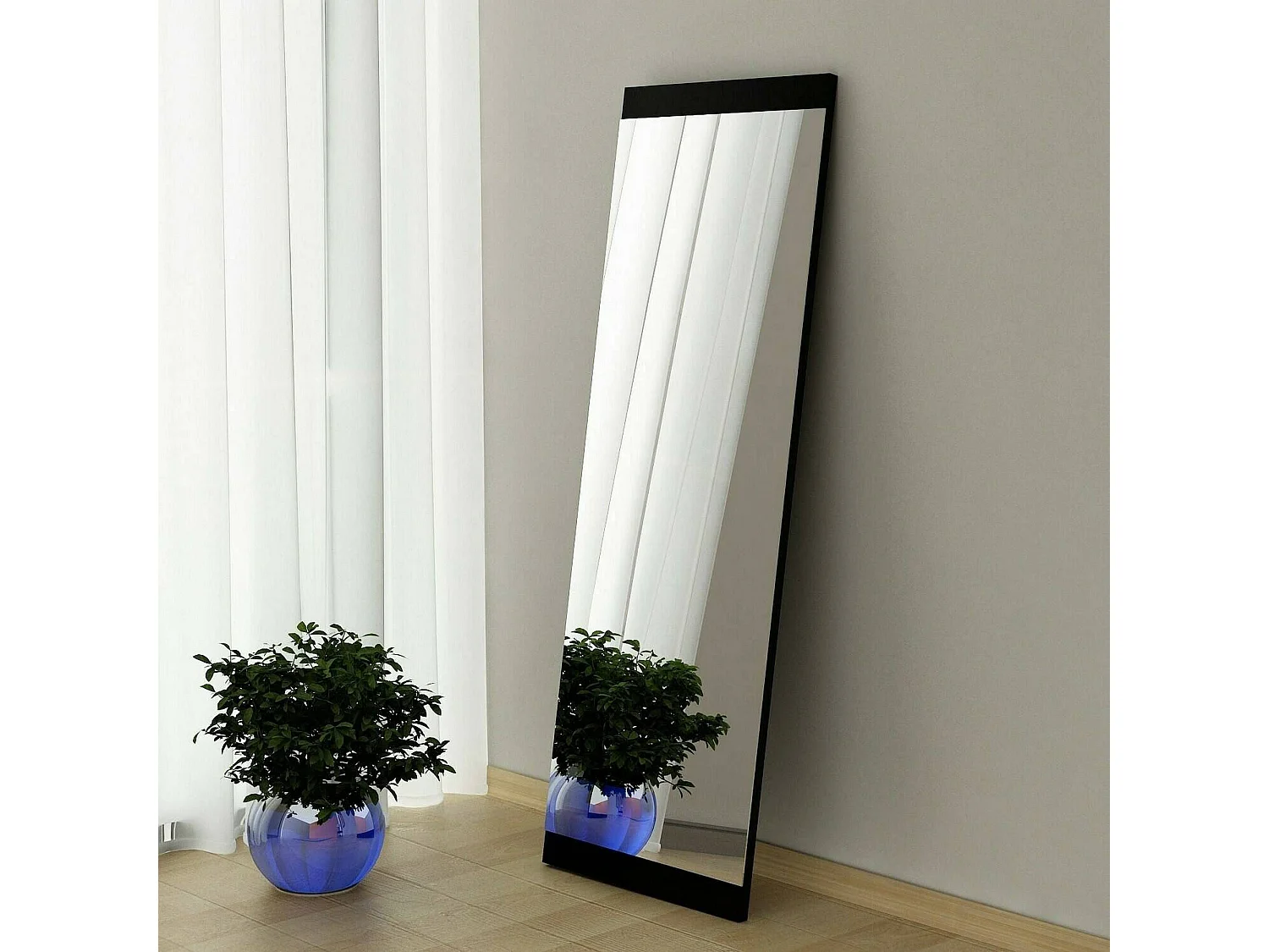 Miroir Acamar, Verre miroité, Objet d'ameublement mural, Décoration avec miroir, 40x2h120 cm, Noir