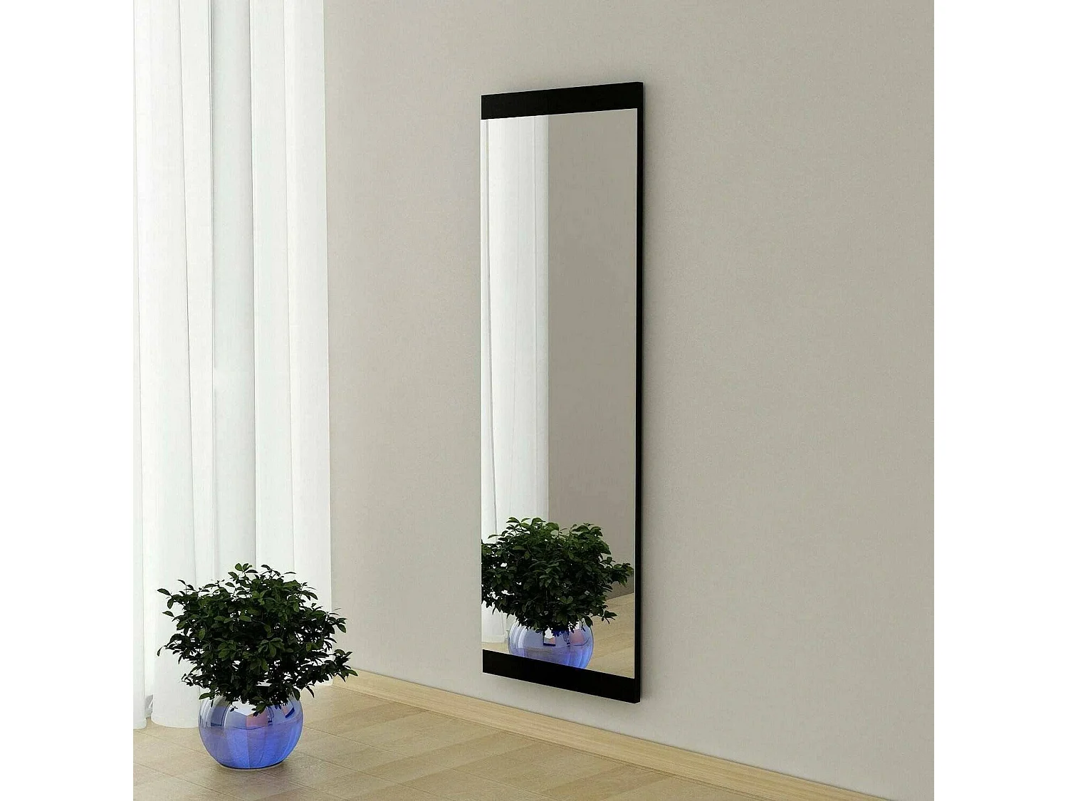 Miroir Acamar, Verre miroité, Objet d'ameublement mural, Décoration avec miroir, 40x2h120 cm, Noir