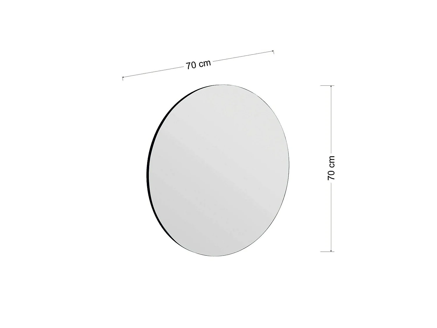 Miroir Phaeton, Verre miroité, Objet d'ameublement mural, Décoration avec miroir, 70x2h70 cm, Noir
