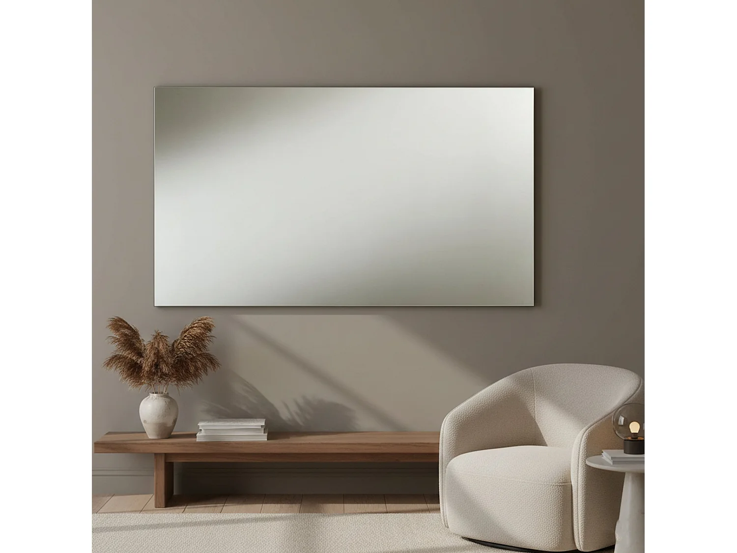 Miroir Cile, structure en verre fabriquée en Italie, 120x65h cm noir anthracite, dégradé de la structure anthracite