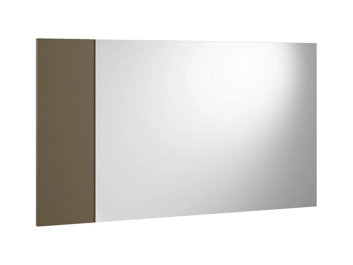 Miroir Coriando, Miroir d'entrée décoratif, Article d'ameublement mural avec profil latéral, 100% Made in Italy, 110x3h60 cm, Blanc et Marron