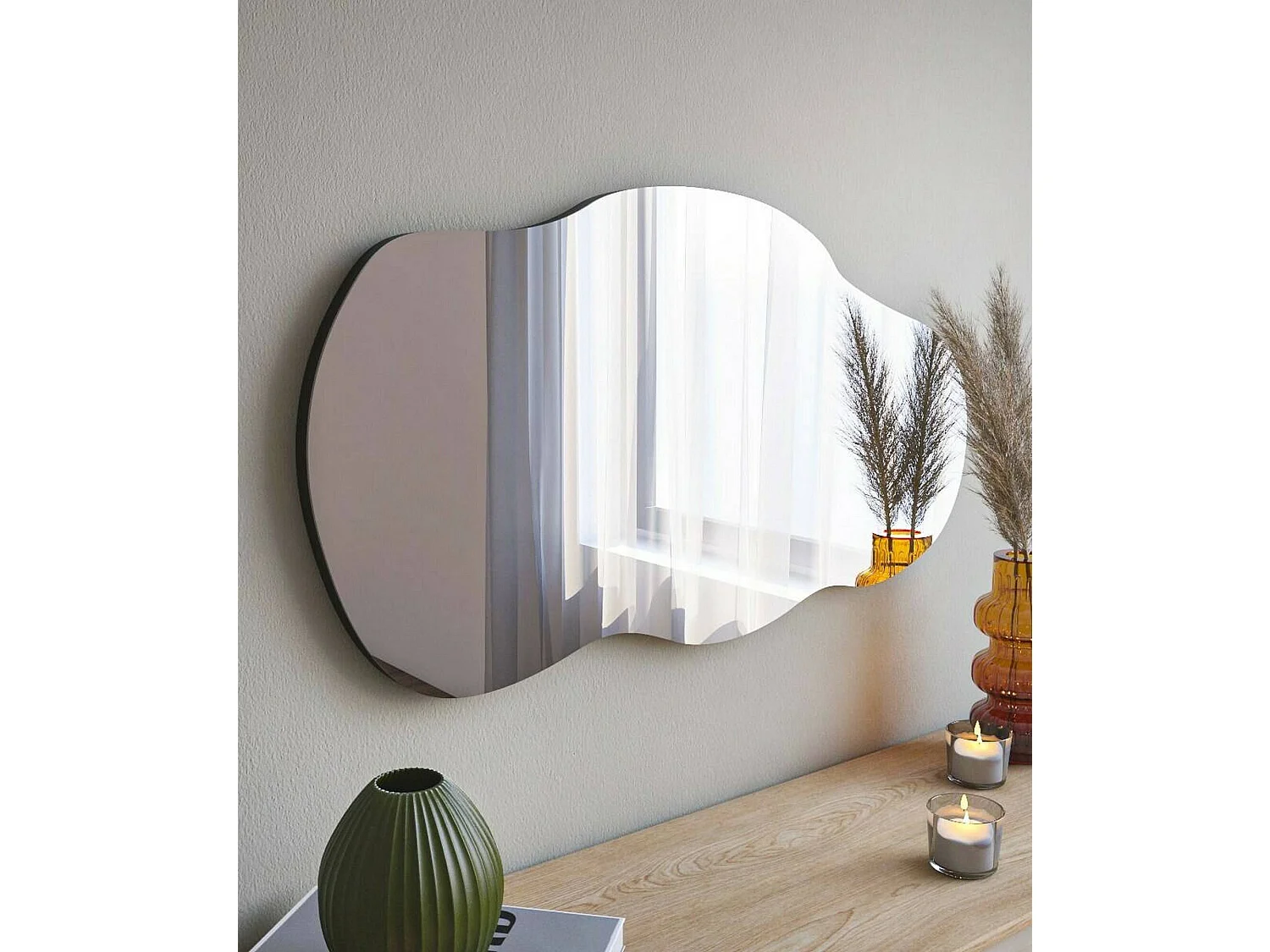 Dnobil-spier, Spiegel, Wanddecoratie, Spiegeldecoratie, 40x2h72 cm, Zwart