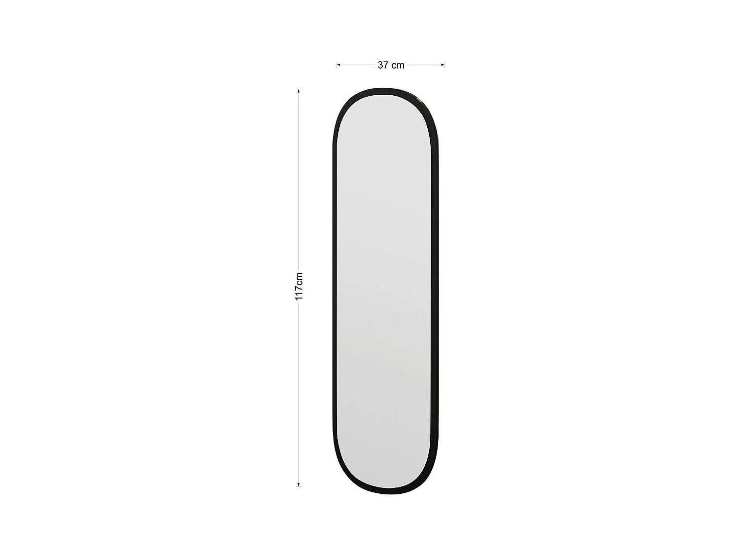 Miroir Calypso, Verre miroité, Objet d'ameublement mural, Décoration avec miroir, 40x2h120 cm, Noir