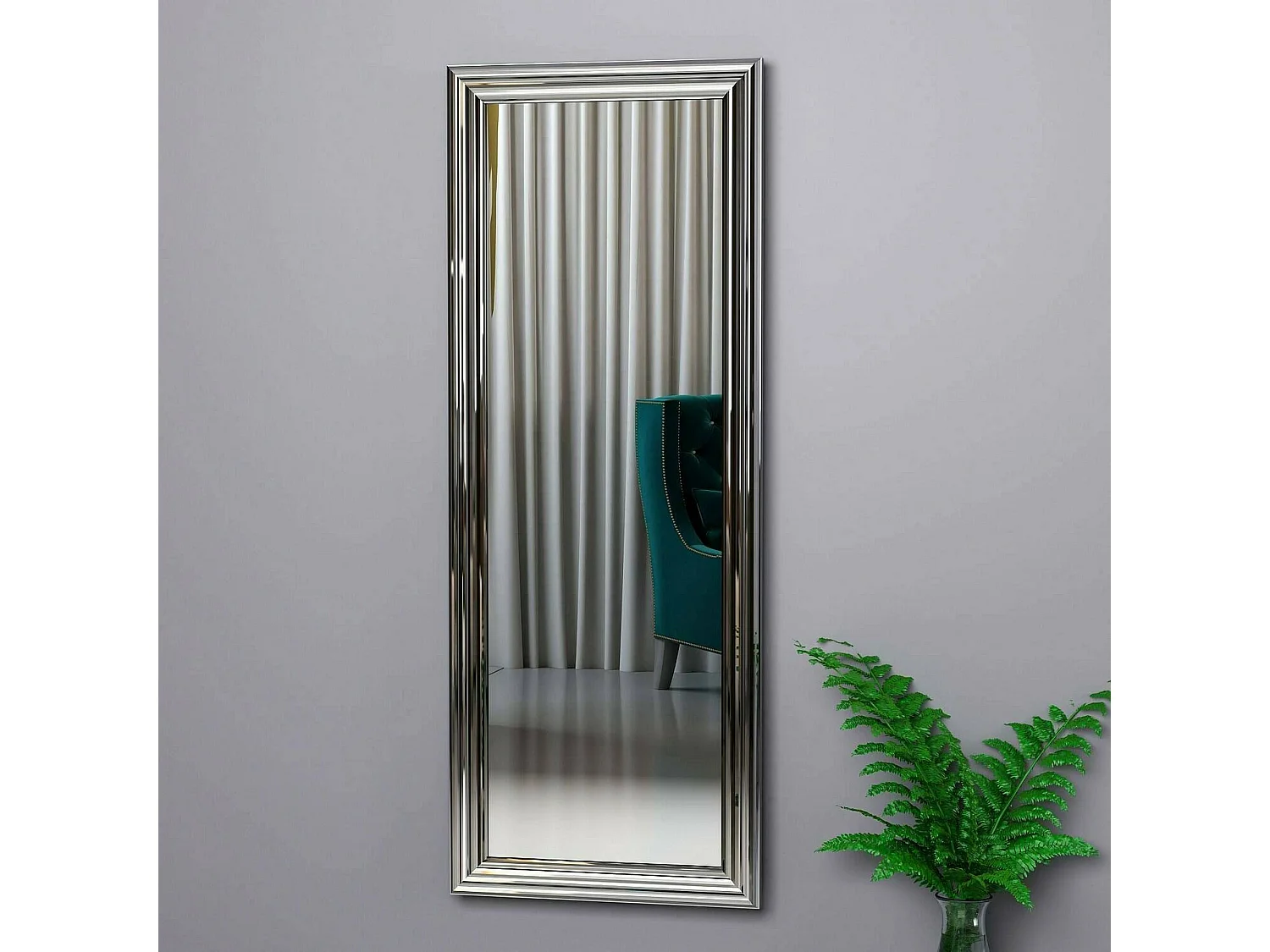 Miroir Adrastea, Verre miroité, Objet d'ameublement mural, Décoration avec miroir, 40x3h105 cm, Argent
