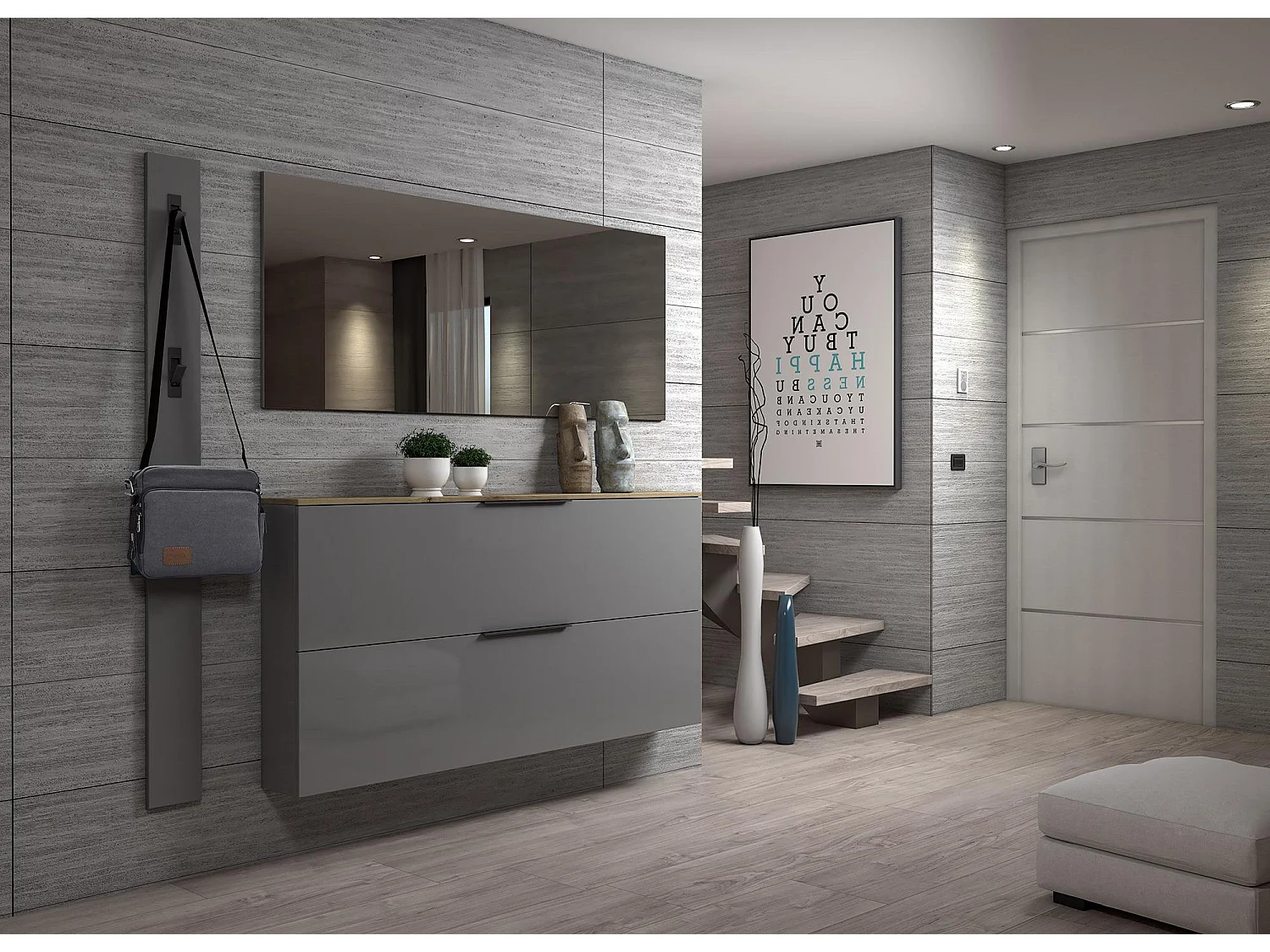 Dmora - Specchio Ayana, 160x2h65 cm, Grigio