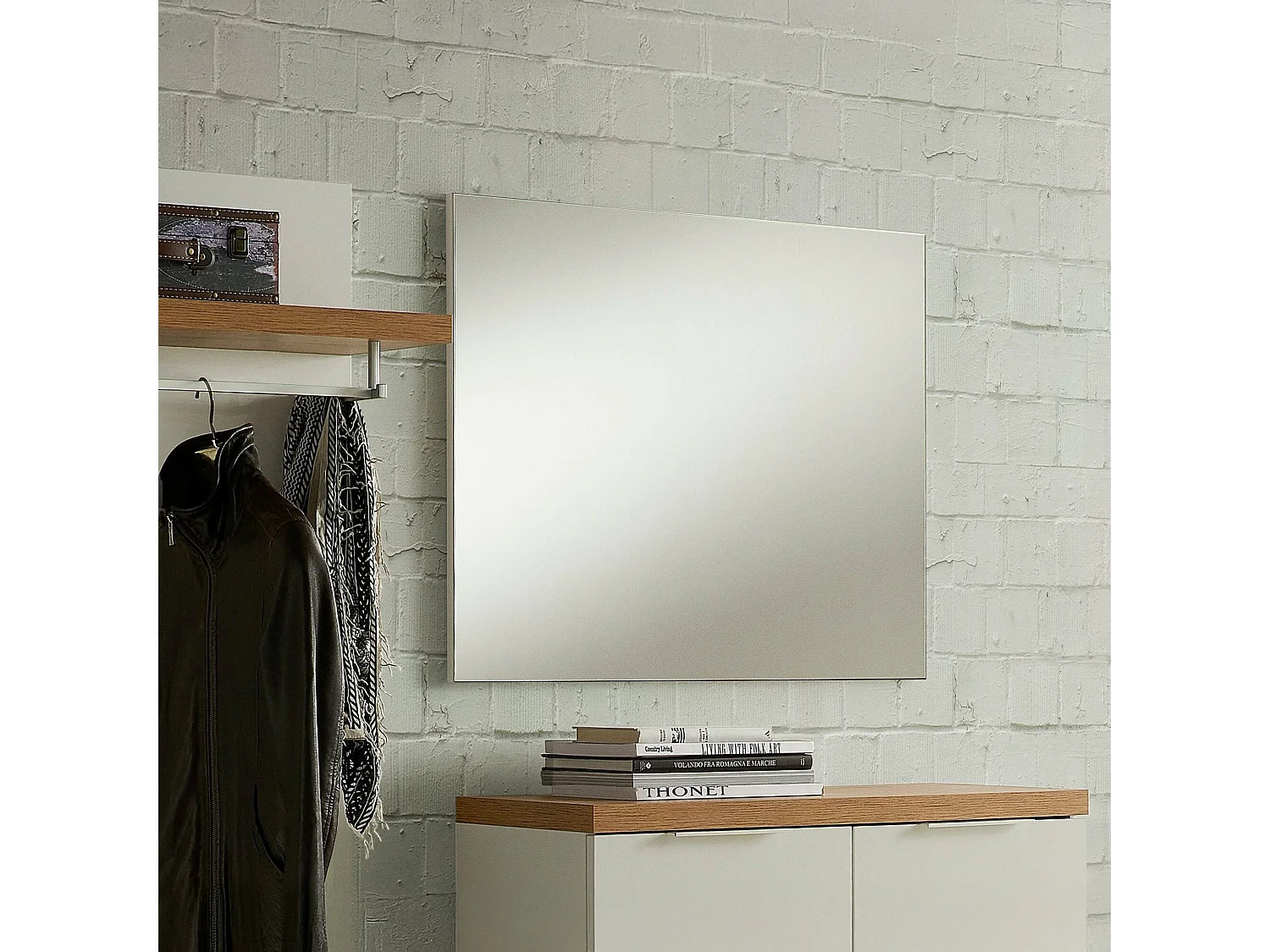 Miroir Cile, structure en verre fabriquée en Italie, 80x65h cm noir anthracite, dégradé couleur structure anthracite