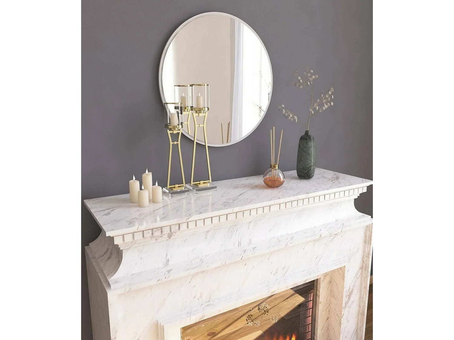 Espejito Dlucchin, Espejo, Objeto de decoración de pared, Decoración de espejo, 60x2h60 cm, Blanco