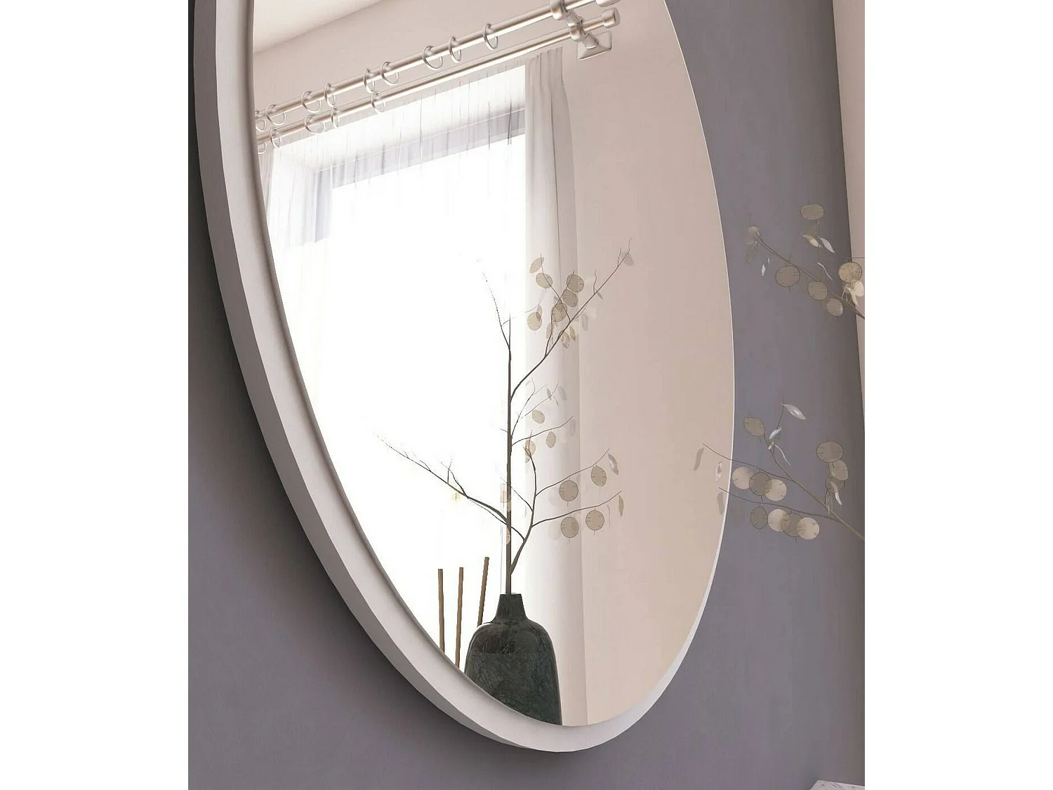 Espejito Dlucchin, Espejo, Objeto de decoración de pared, Decoración de espejo, 60x2h60 cm, Blanco