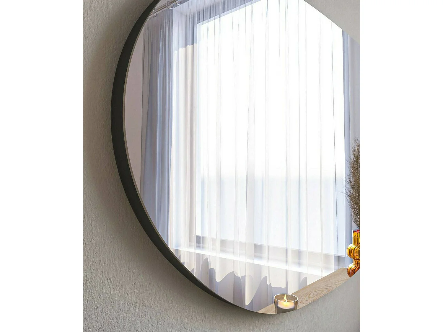 Miroir Pelagus, Verre miroité, Objet d'ameublement mural, Décoration avec miroir, 52x2h89 cm, Noir