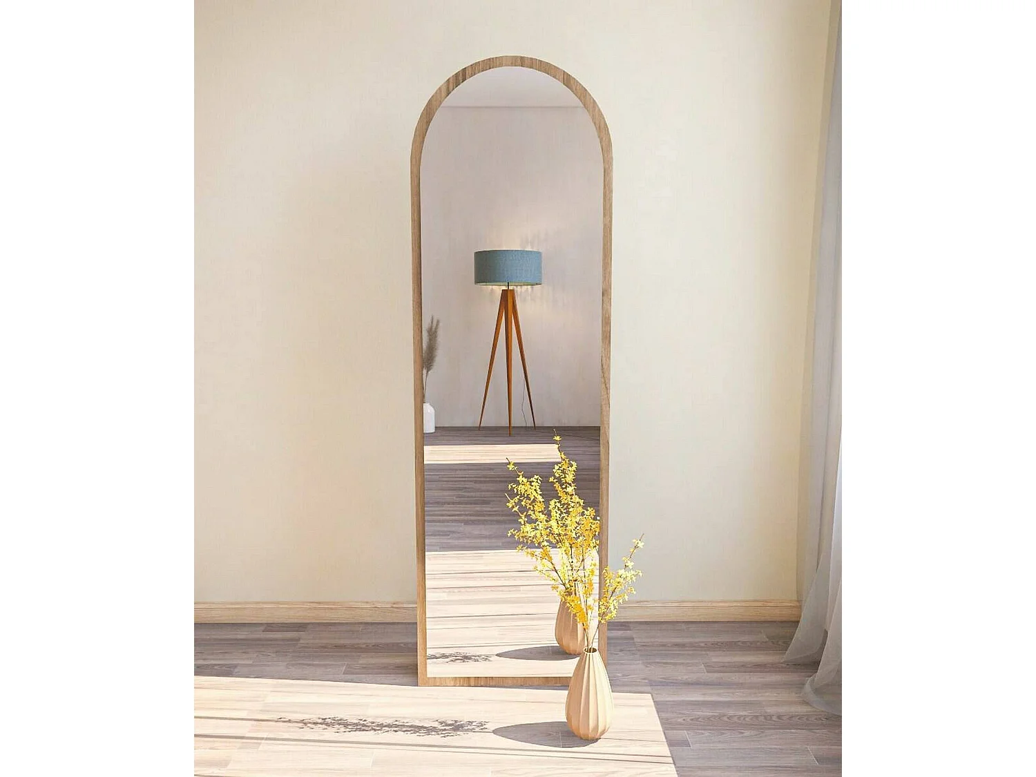 Espejito Dpolon, Espejo, Objeto de decoración de pared, Decoración de espejo, 50x2h160 cm, Nuez