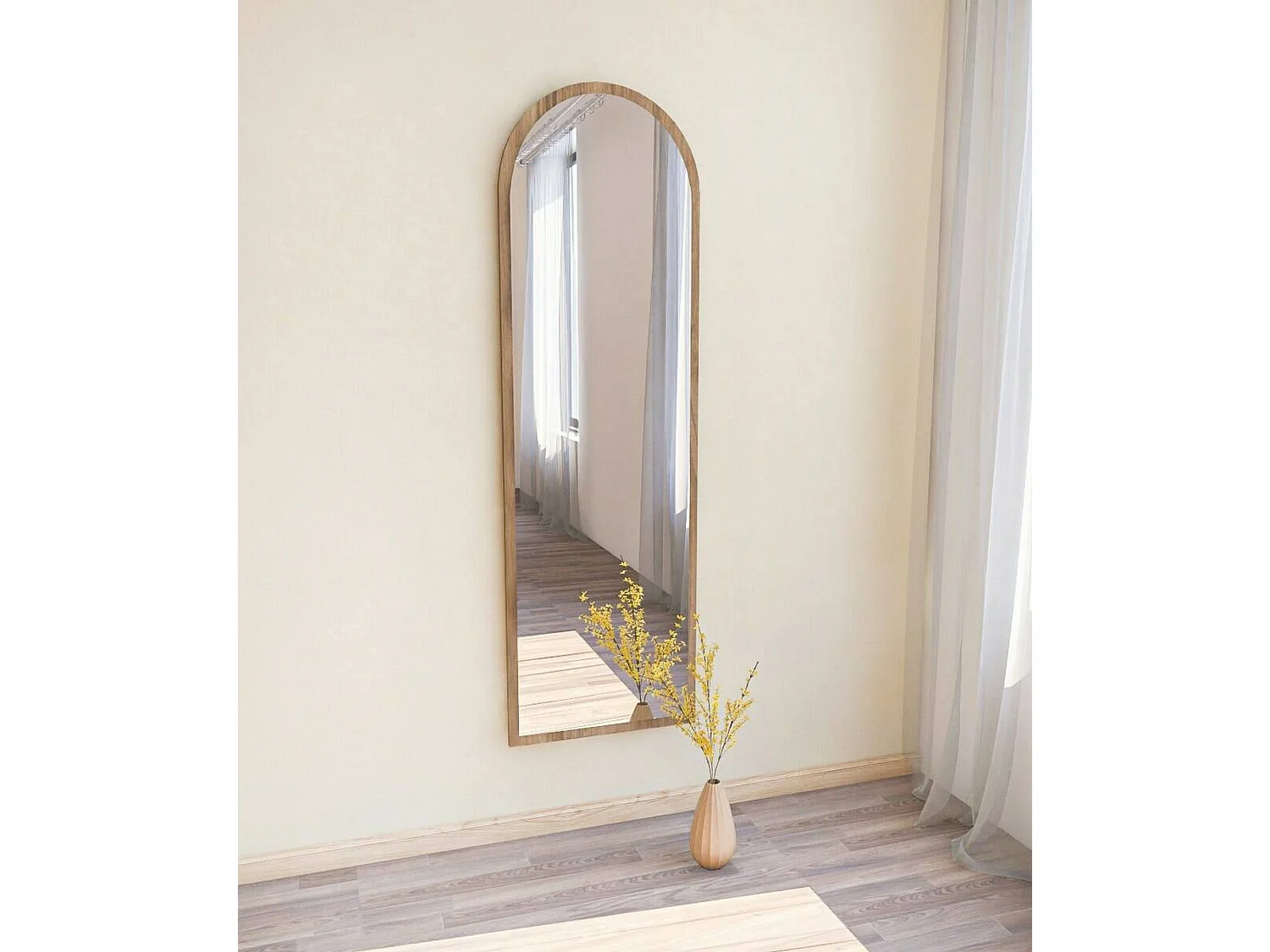 Espejito Dpolon, Espejo, Objeto de decoración de pared, Decoración de espejo, 50x2h160 cm, Nuez