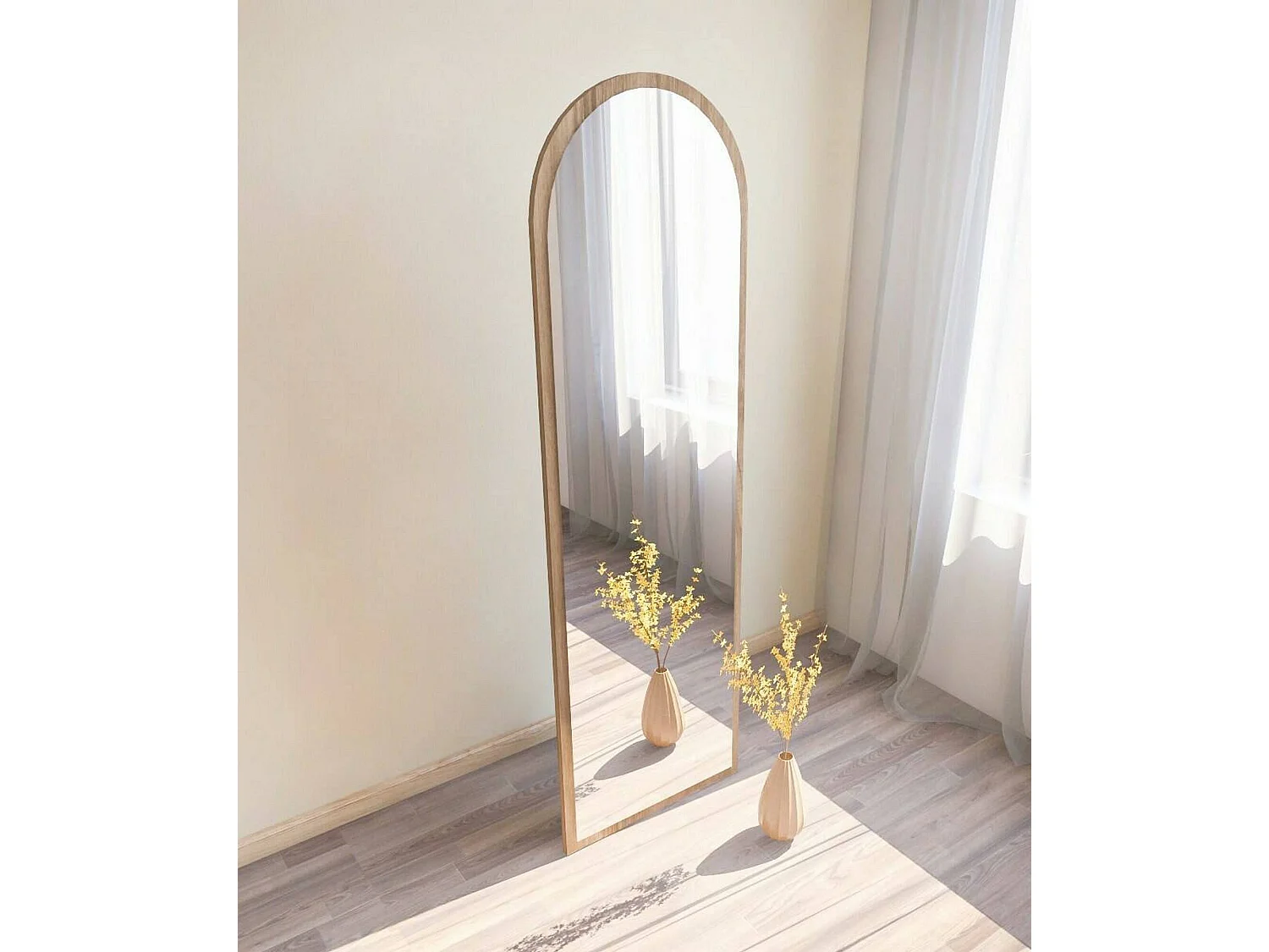 Dpolon Spiegel, Spiegel, Wanddecoratie, Decoratie met Spiegel, 50x2h160 cm, Walnoot