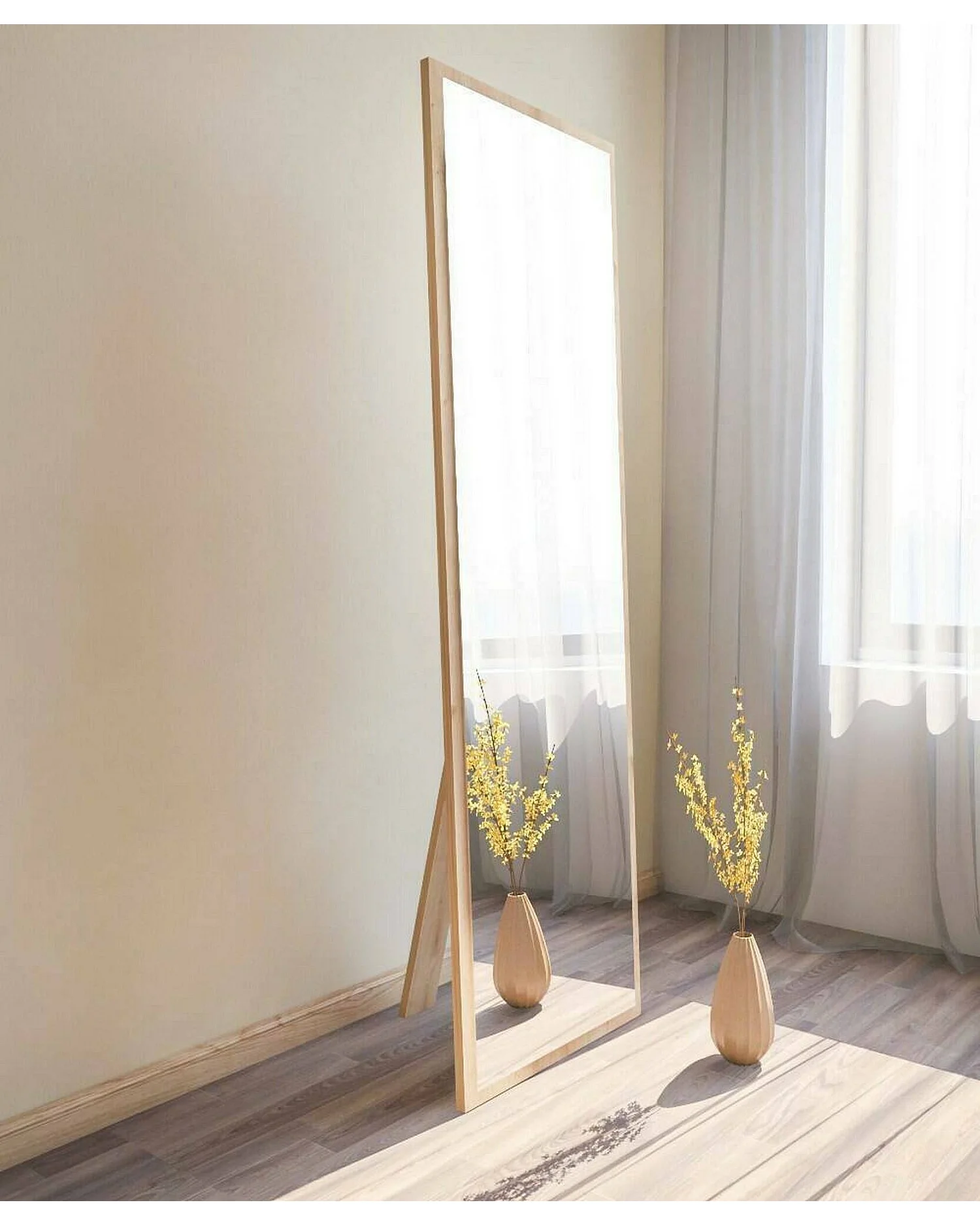 Dcarrier-spier, Spiegel, Wanddecoratie, Spiegeldecoratie, 50x2h160 cm, Eiken