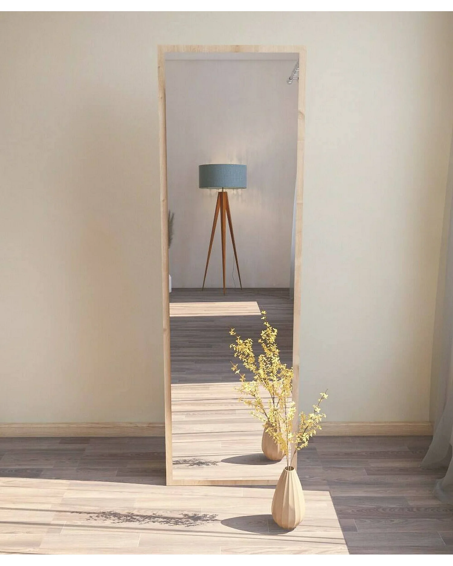 Dcarrier-spier, Spiegel, Wanddecoratie, Spiegeldecoratie, 50x2h160 cm, Eiken