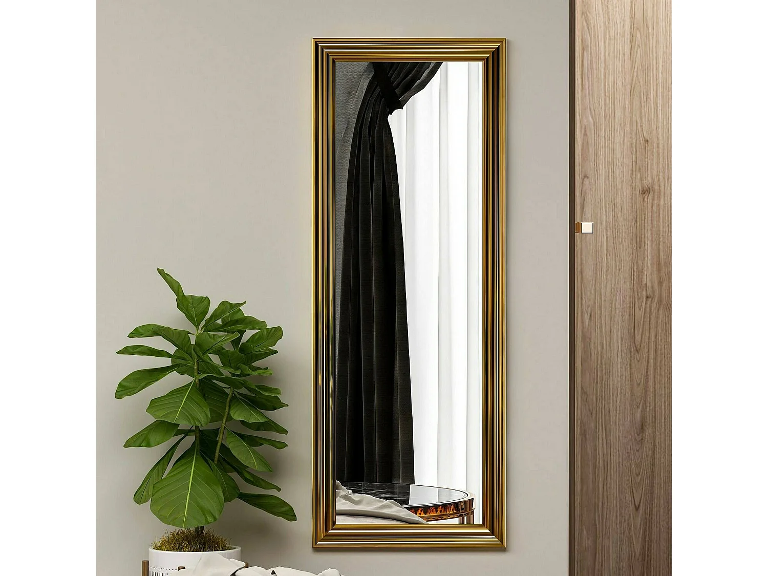 Spiegel Dpresicc, Spiegel, Wandbekleding,Decoratie met spiegel, 40x3h105 cm, Goud