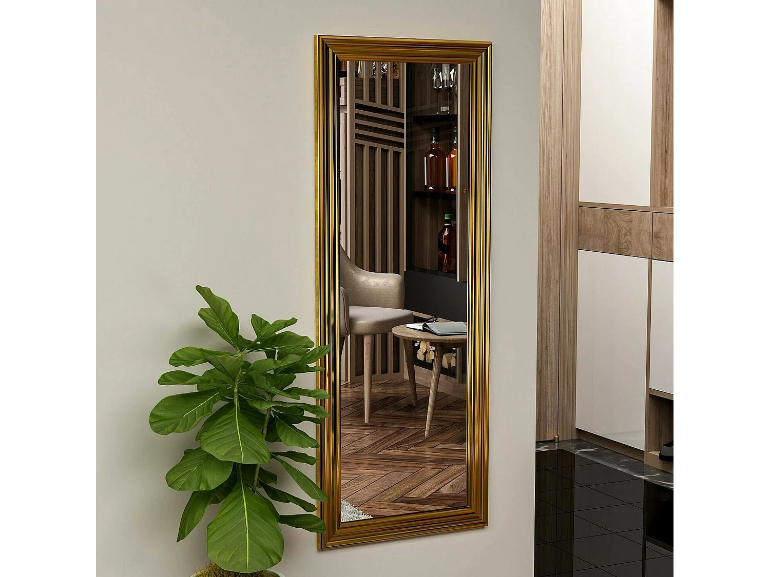 Spiegel Dpresicc, Spiegel, Wandbekleding,Decoratie met spiegel, 40x3h105 cm, Goud