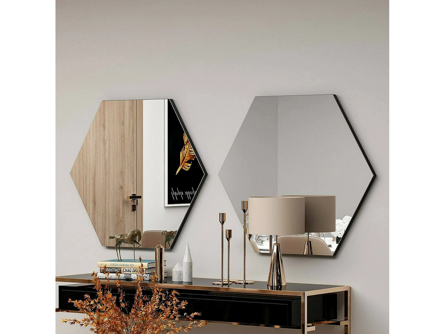 Espejito Dpegol, Espejo, Objeto de decoración de pared, Decoración de espejo, 70x2h60 cm, Negro