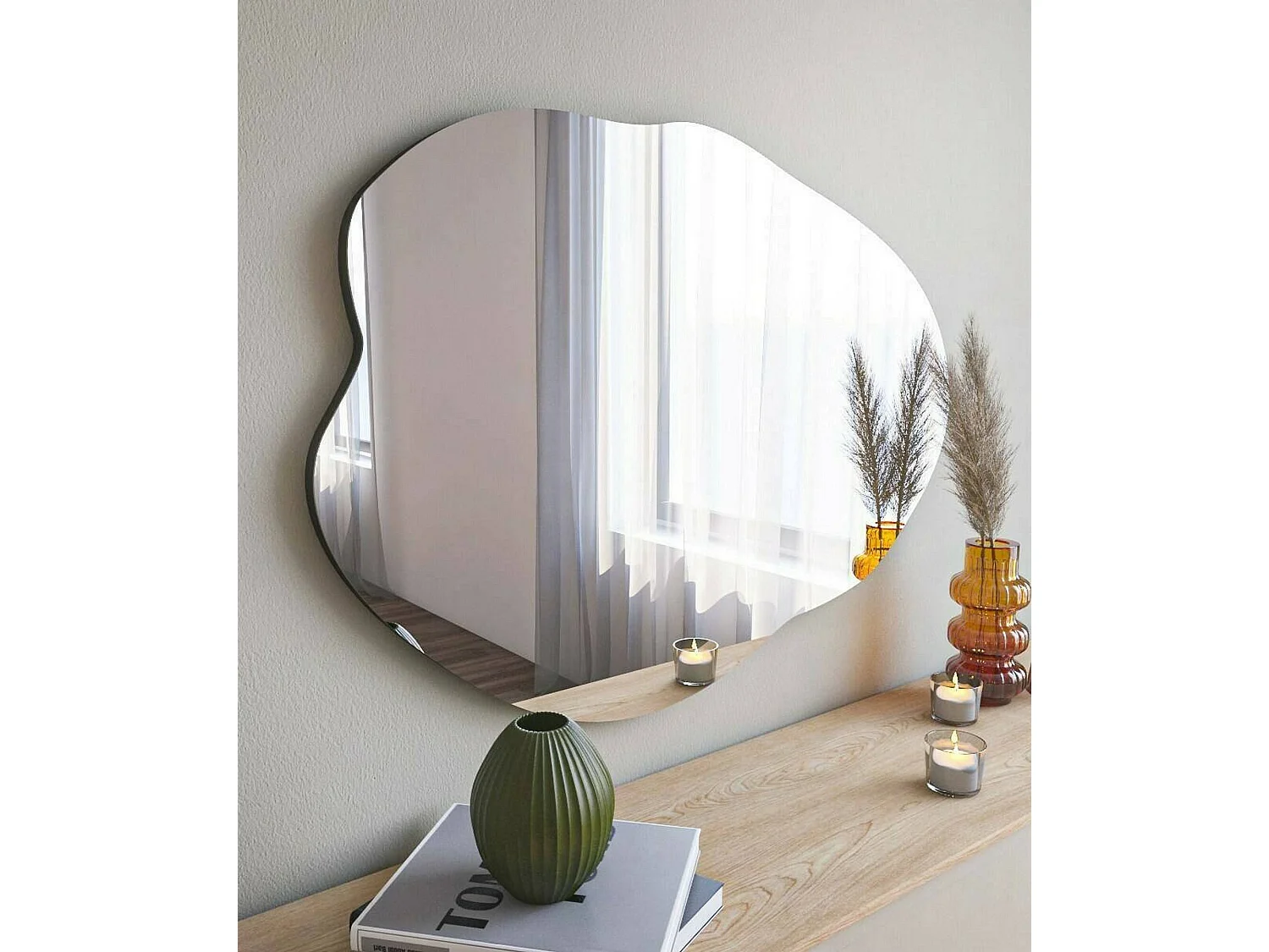 Spiegel Dpep, Spiegel, Wandbekleding, DEcoratie met spiegel, 60x2h85 cm, Zwart