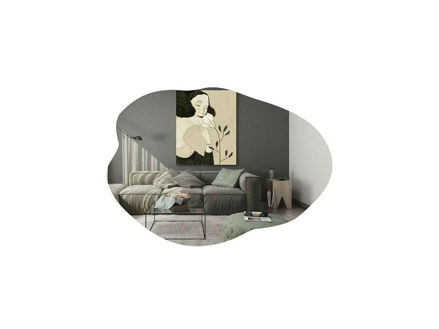 Miroir Phact, Verre miroité, Objet d'ameublement mural, Décoration avec miroir, 60x2h85 cm, Noir