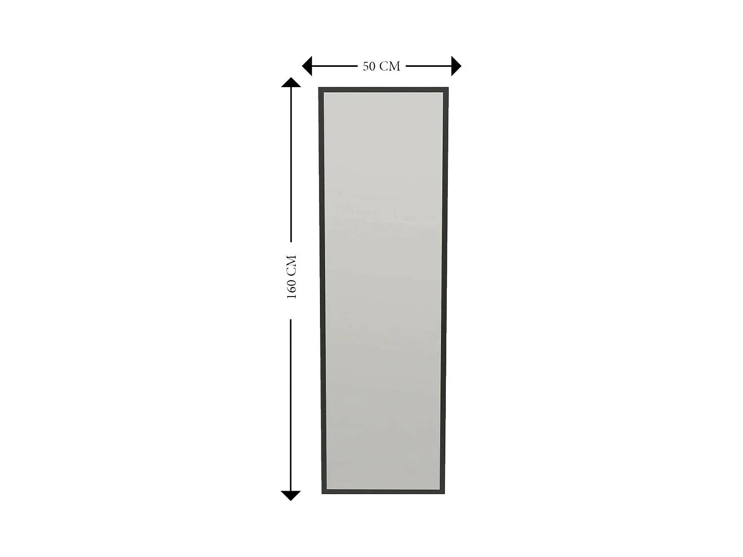 Miroir Alp, Verre miroité, Objet d'ameublement mural, Décoration avec miroir, 50x2h160 cm, Noir