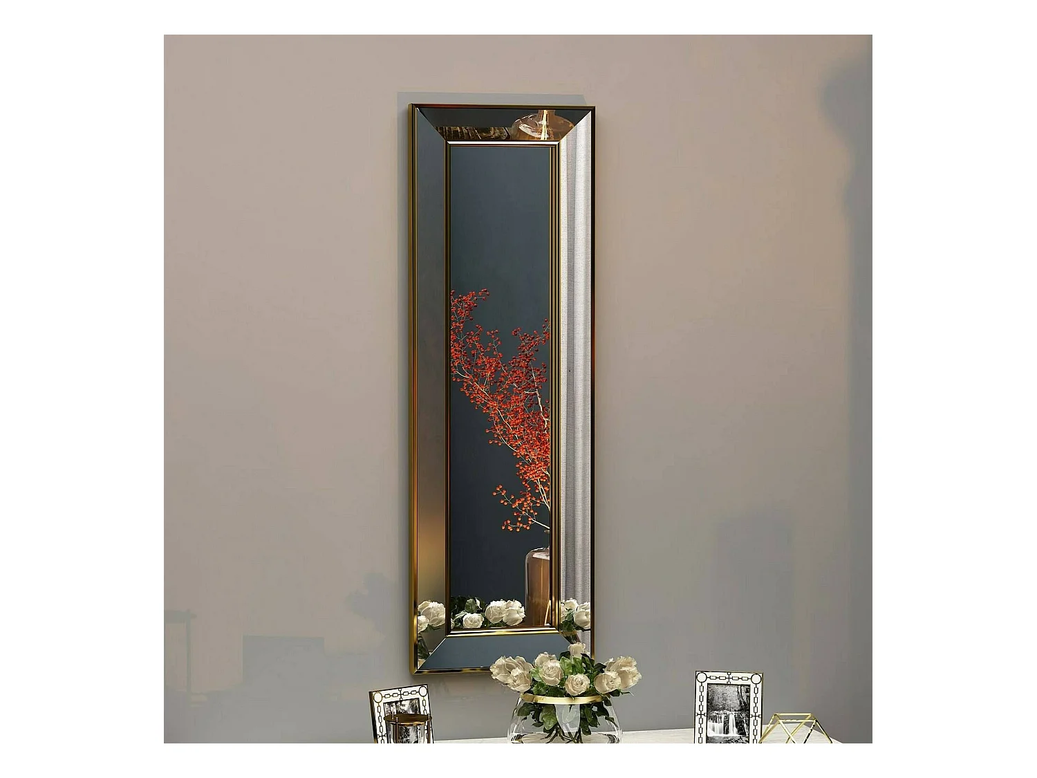 Spiegel Dpancher, SpiegelsTijdperk, Wanddecoratie Item, Decoratie met Spiegel, 30x3h90 cm, Goud