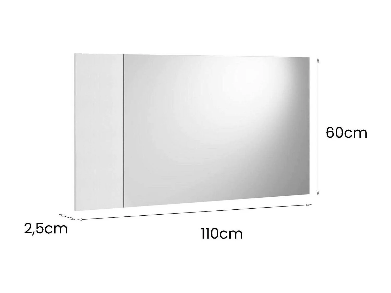 Miroir Coriando, Miroir d'entrée décoratif, Article d'ameublement mural avec profil latéral, 100% Made in Italy, 110x3h60 cm, Blanc