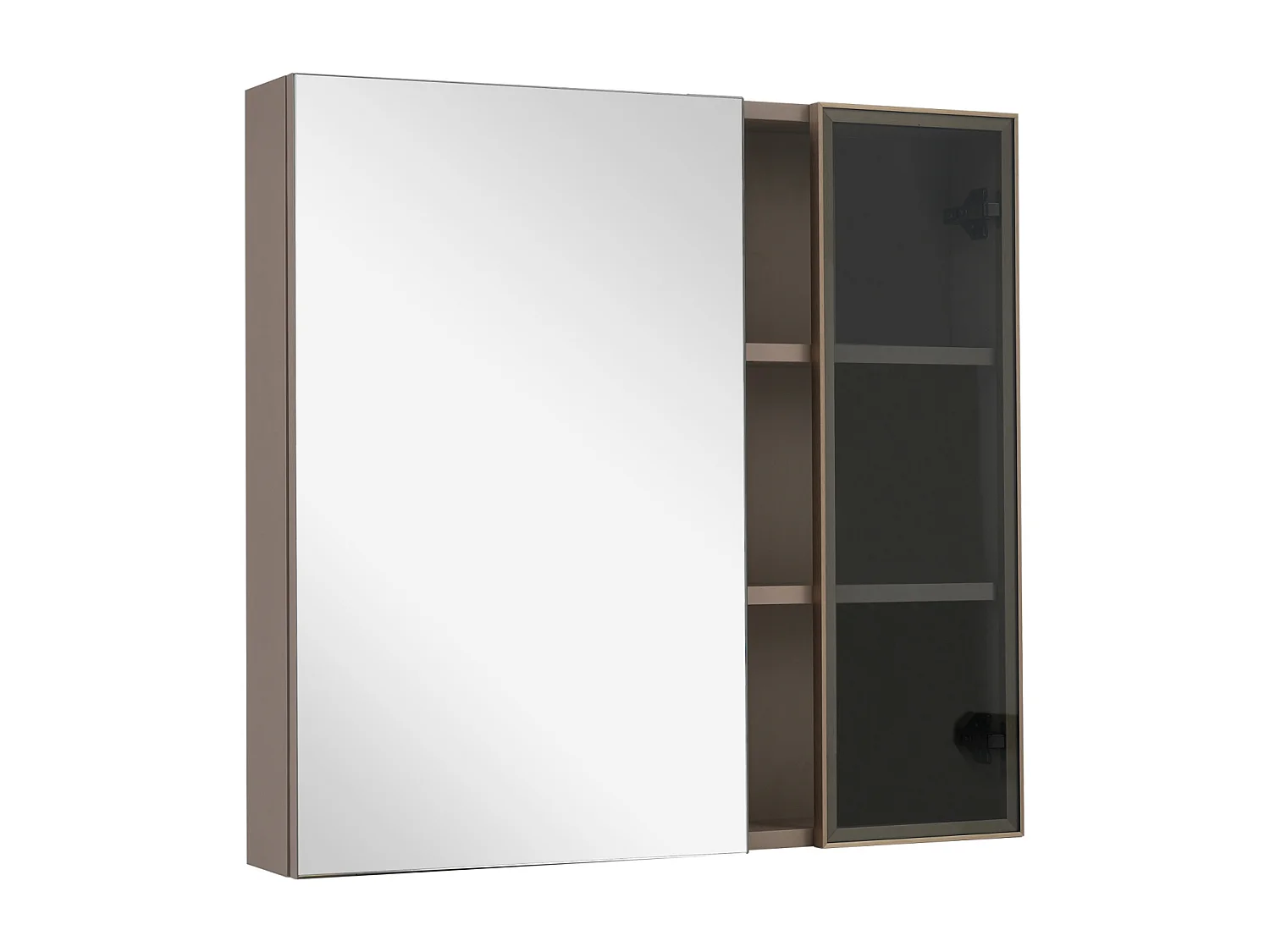 Armoire de toilette - armoire de salle de bain largeur 80 cm - avec étagères - marron clair