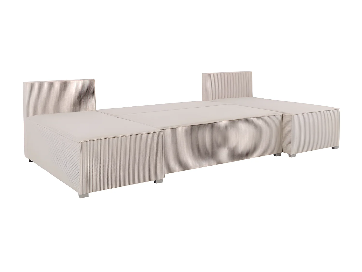 Canapé panoramique convertible ANALI en velours côtelé beige