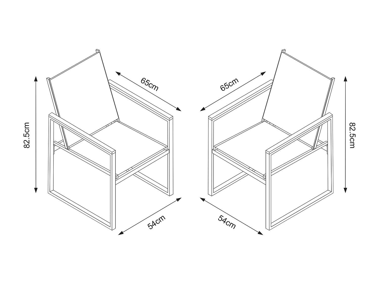Garden chair Volasi Anthracite H. 83 x W. 54 x D. 65 cm