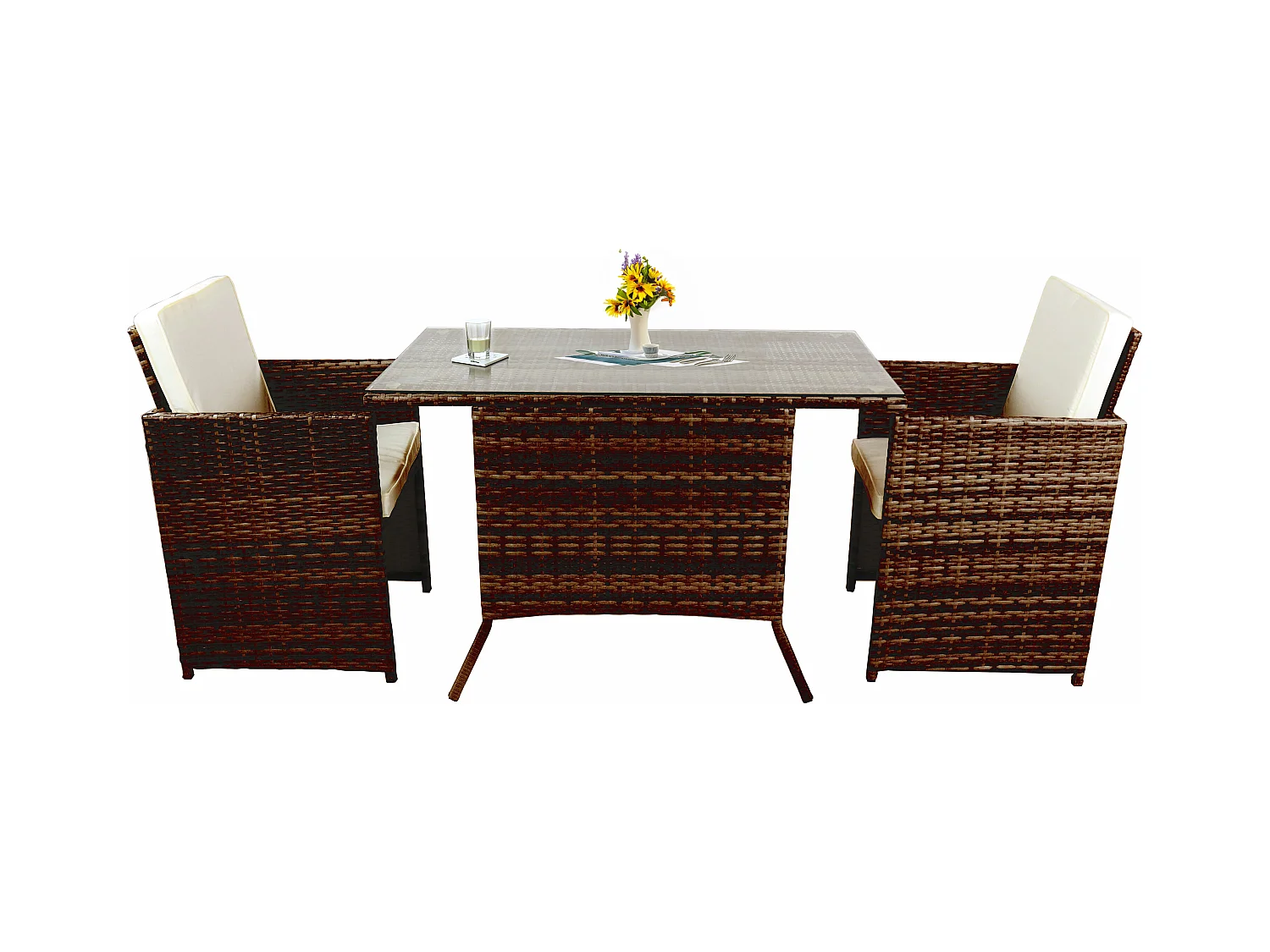 3-tlg Balkonset Gartenmöbel Set Rattan Raloso