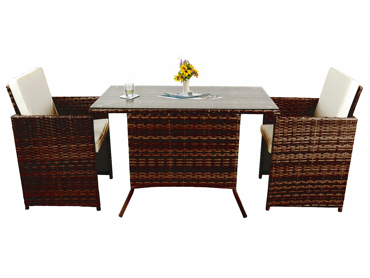 3-tlg Balkonset Gartenmöbel Set Rattan Raloso