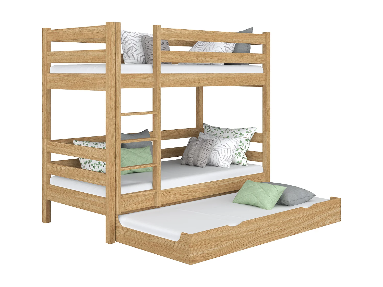 ETAGENBETT N01 mit Matratzenschublade Eiche Natur 100x190