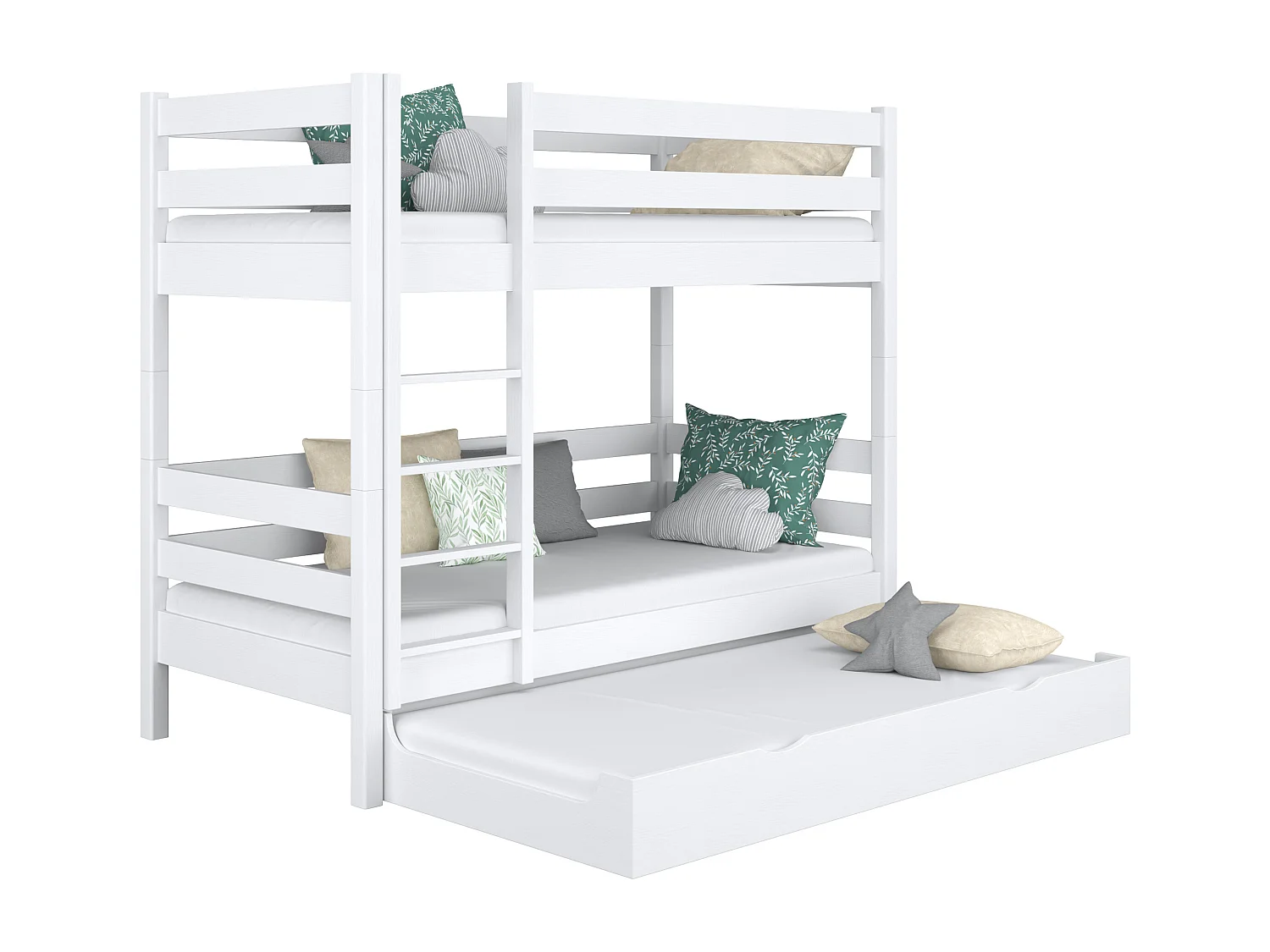 ETAGENBETT N01 mit Matratzenschublade Weiß 90x180