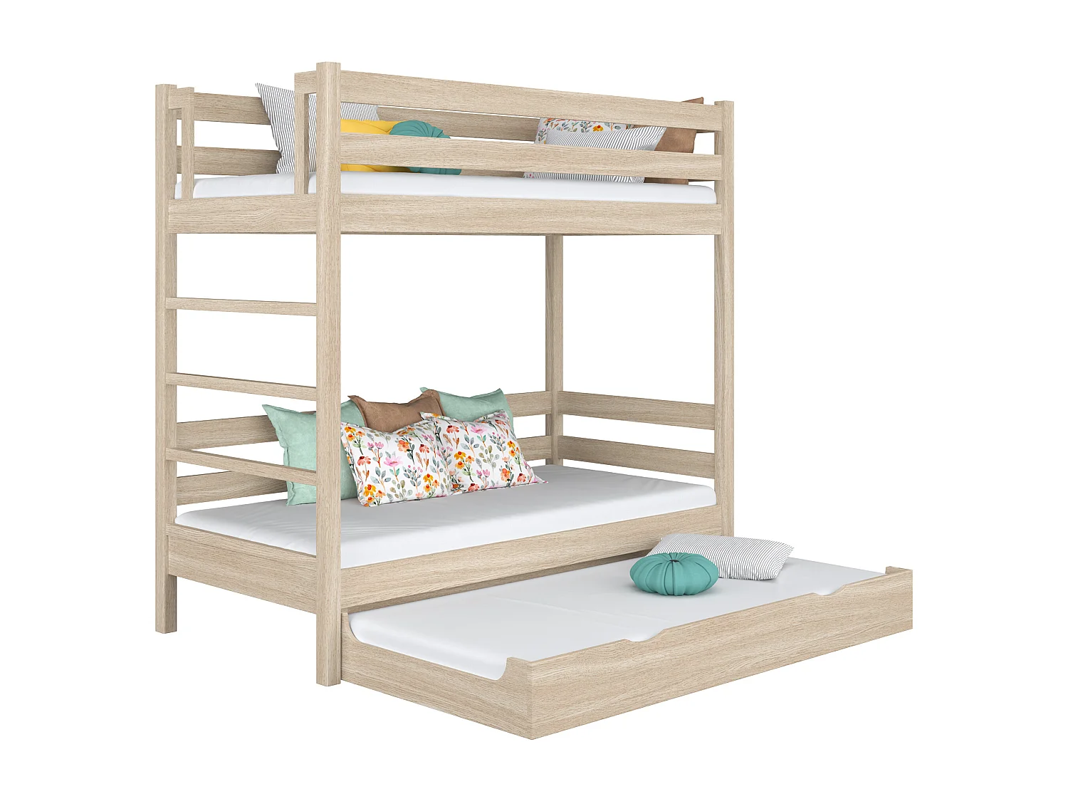 ETAGENBETT N03 mit Matratzenschublade Sonoma Eiche 90x190