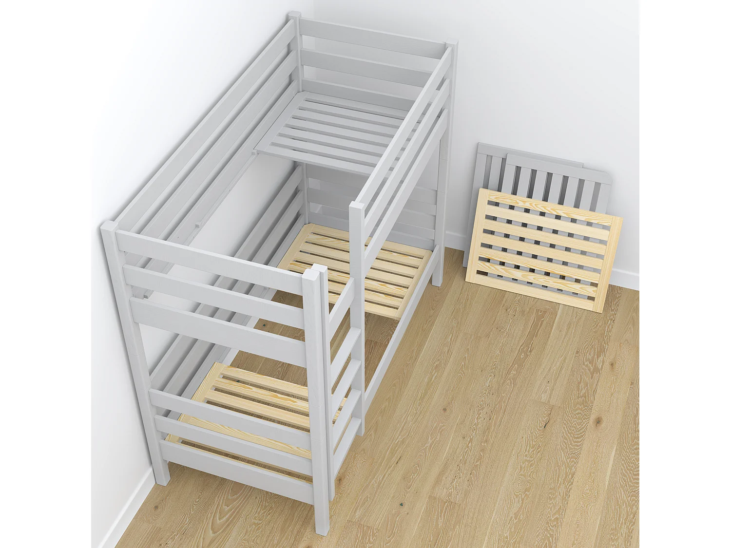 ETAGENBETT N01 mit Matratzenschublade Grau 100x190