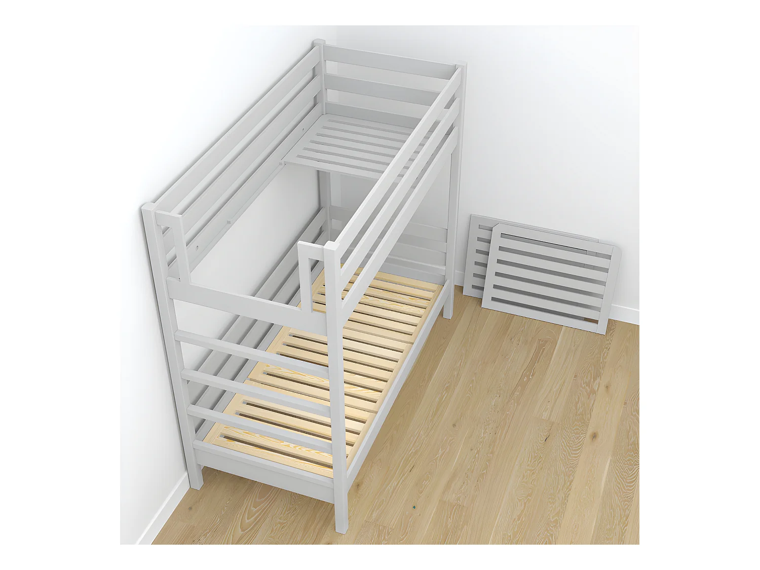 ETAGENBETT N03 mit Matratzenschublade Grau 90x190