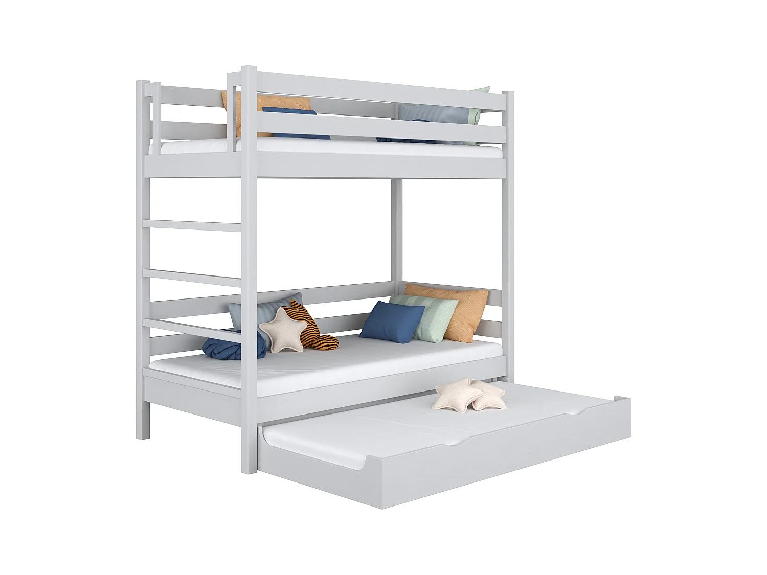 ETAGENBETT N03 mit Matratzenschublade Grau 90x190